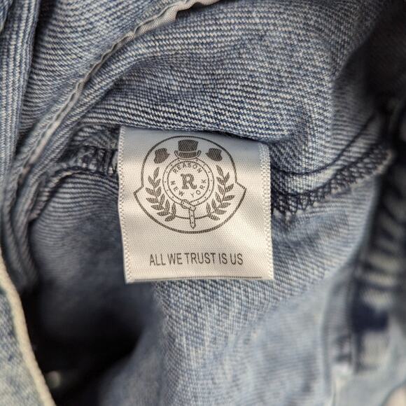 Reason Terra Acid Light Washed Denim Jean Jacket With Patch Detail Size Medium - Picture 7 of 8